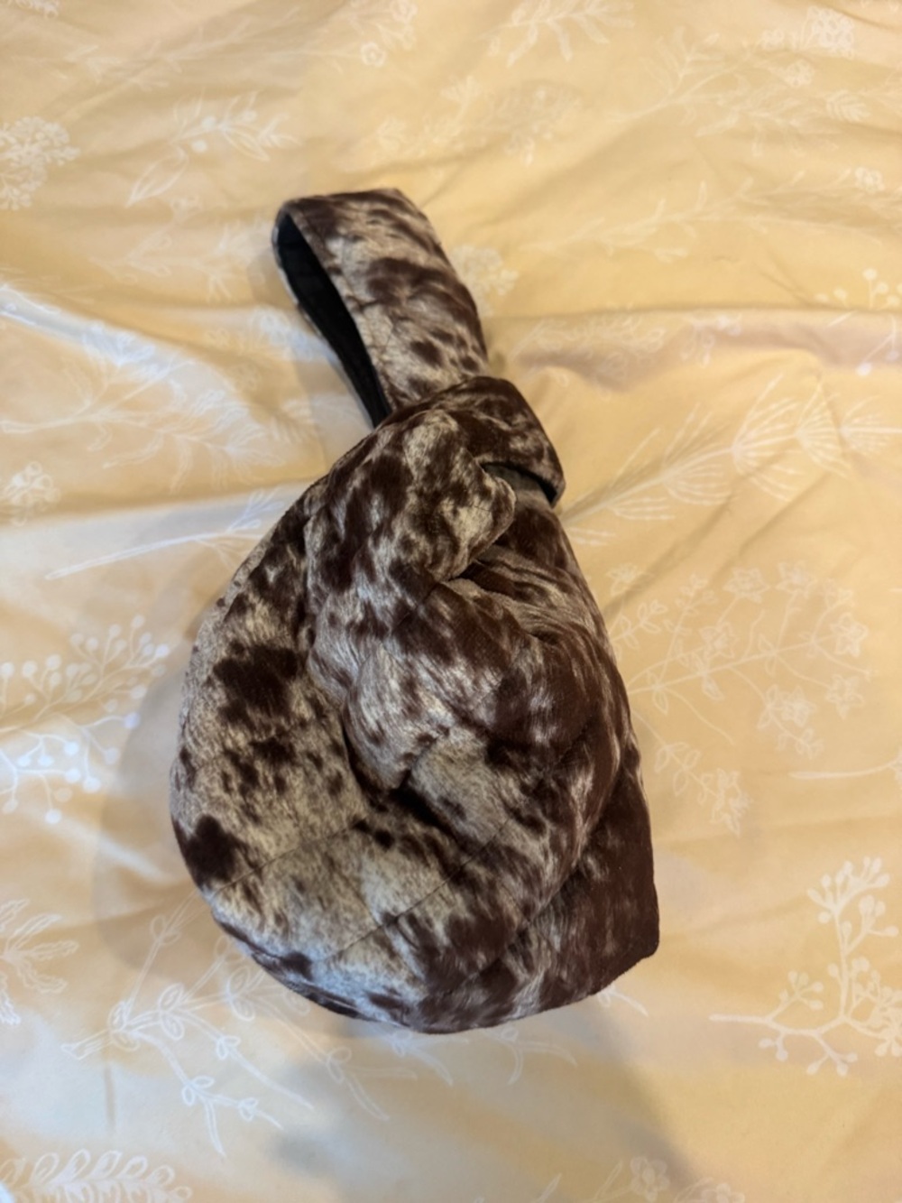 Yaito Cowhide Knotted Wristlet in Brown and Cream